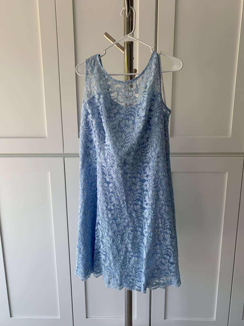 David's Bridal Light Blue Lace Floral Overlay - Picture 1 of 12